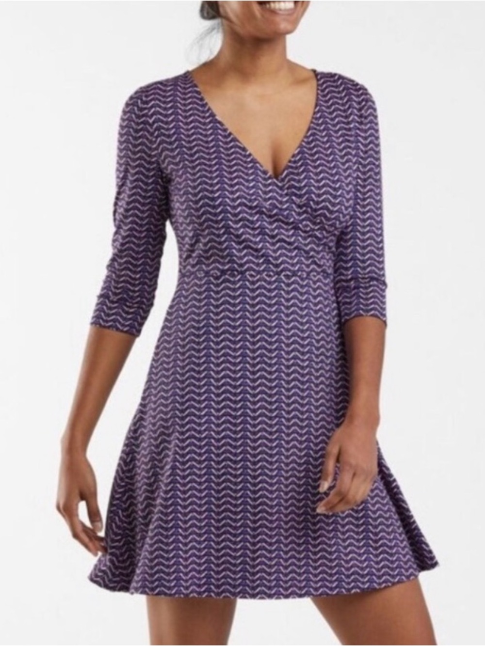 Title Nine Dream Wrap Dress Pallay Buttah Hem Snap NEW $99 Medium Athleisure
